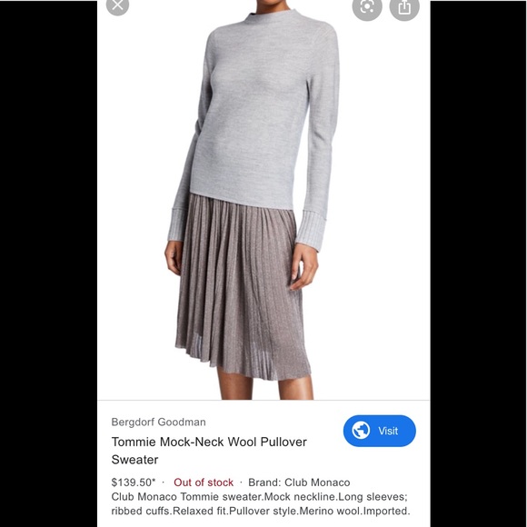 Club Monaco tommie mock neck wool sweater sz xs - Picture 3 of 7